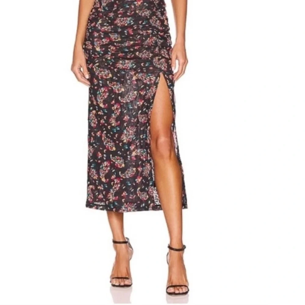 Free People Briella Midi Floral Ruched Dress Twilight Combo size S NWT - Picture 6 of 16